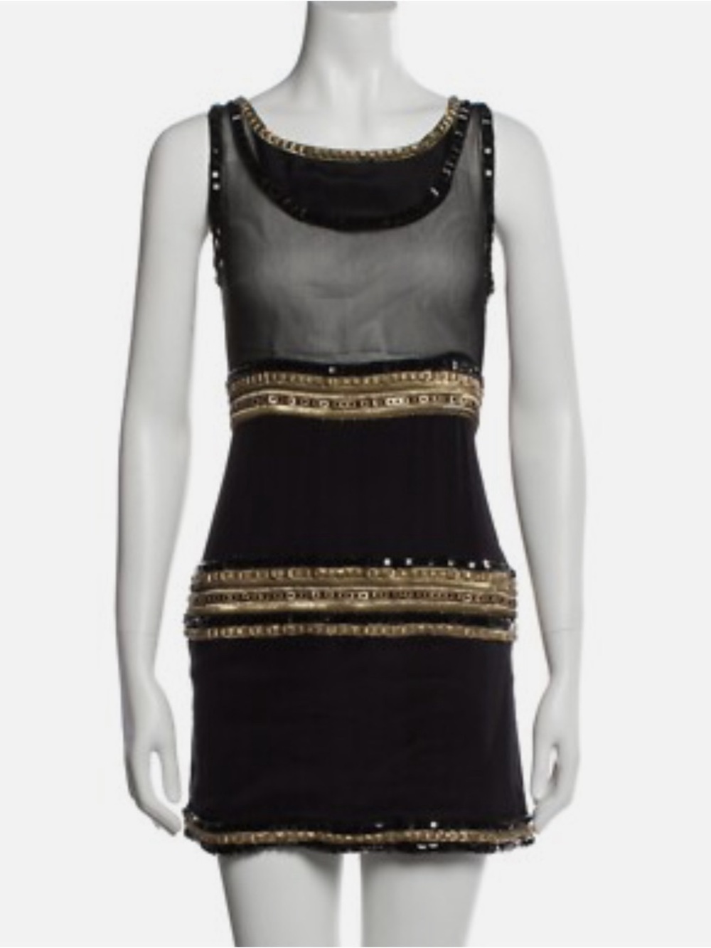 Just Cavalli Black Mini Dress with Gold Beaded Trim